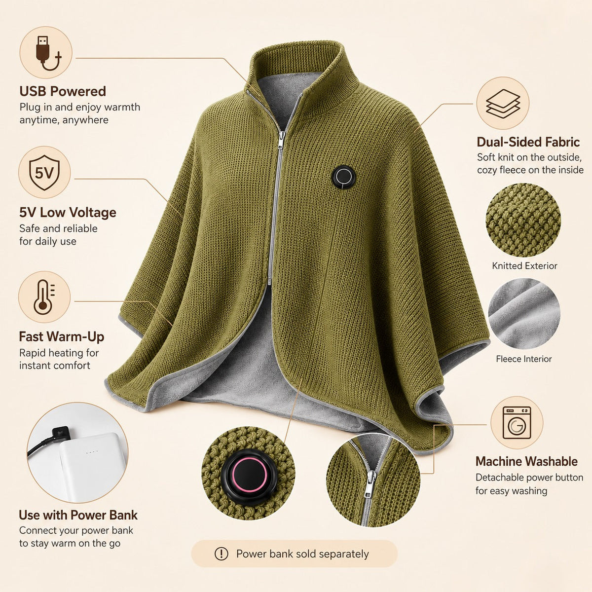 Stay Warm All Winter — Portable Electric Heated Blanket Shawl