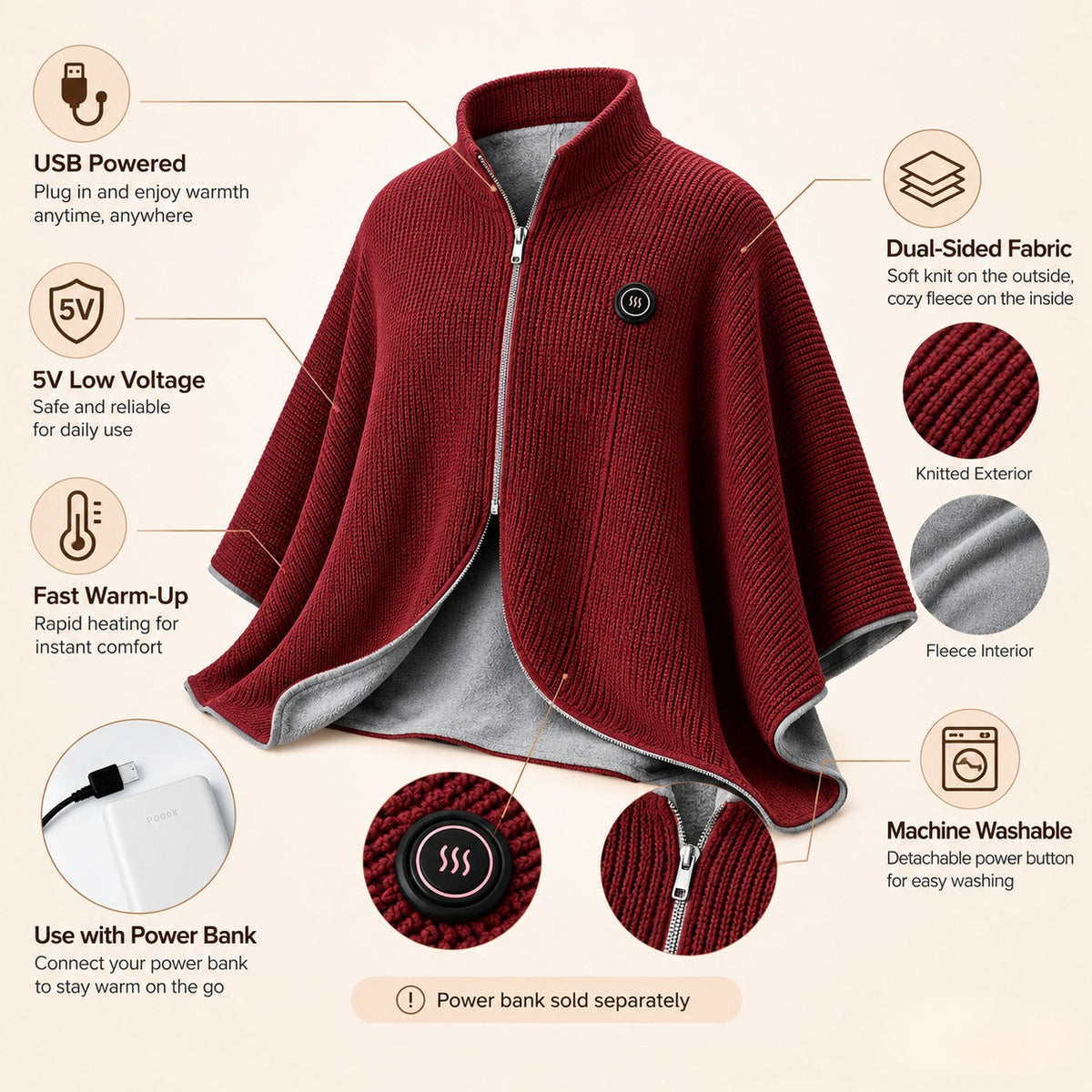 Stay Warm All Winter — Portable Electric Heated Blanket Shawl