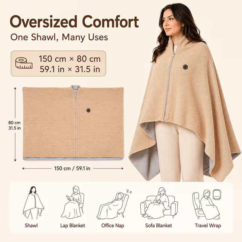 Stay Warm All Winter — Portable Electric Heated Blanket Shawl