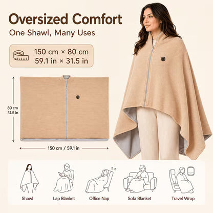 Stay Warm All Winter — Portable Electric Heated Blanket Shawl