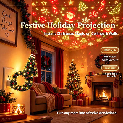 SEAGRIL™ USB Plug-In Christmas Projector Night Light, 6+ Holiday Pattern Ceiling Lamp
