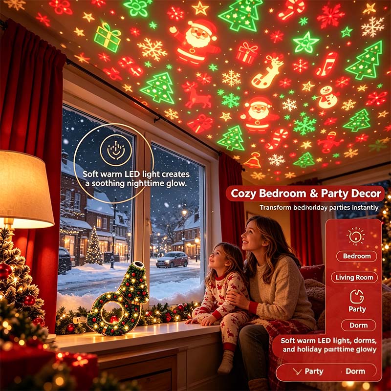 SEAGRIL™ USB Plug-In Christmas Projector Night Light, 6+ Holiday Pattern Ceiling Lamp