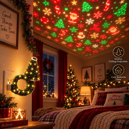 SEAGRIL™ USB Plug-In Christmas Projector Night Light, 6+ Holiday Pattern Ceiling Lamp