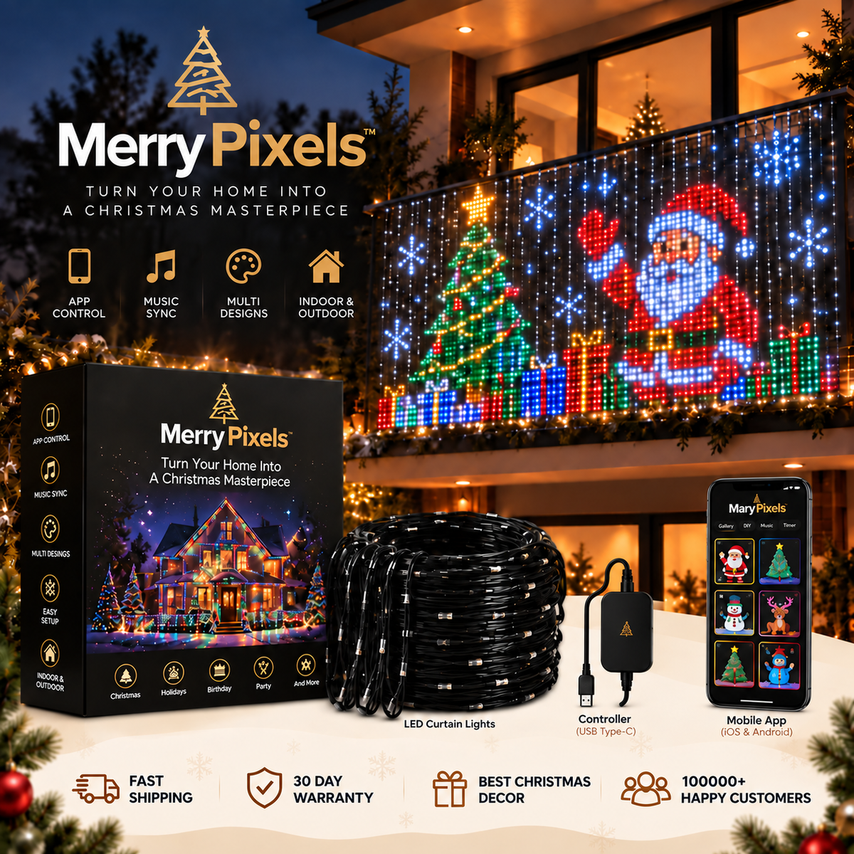 MerryPixels™ - Smart Animated Christmas Lights – bouncelia