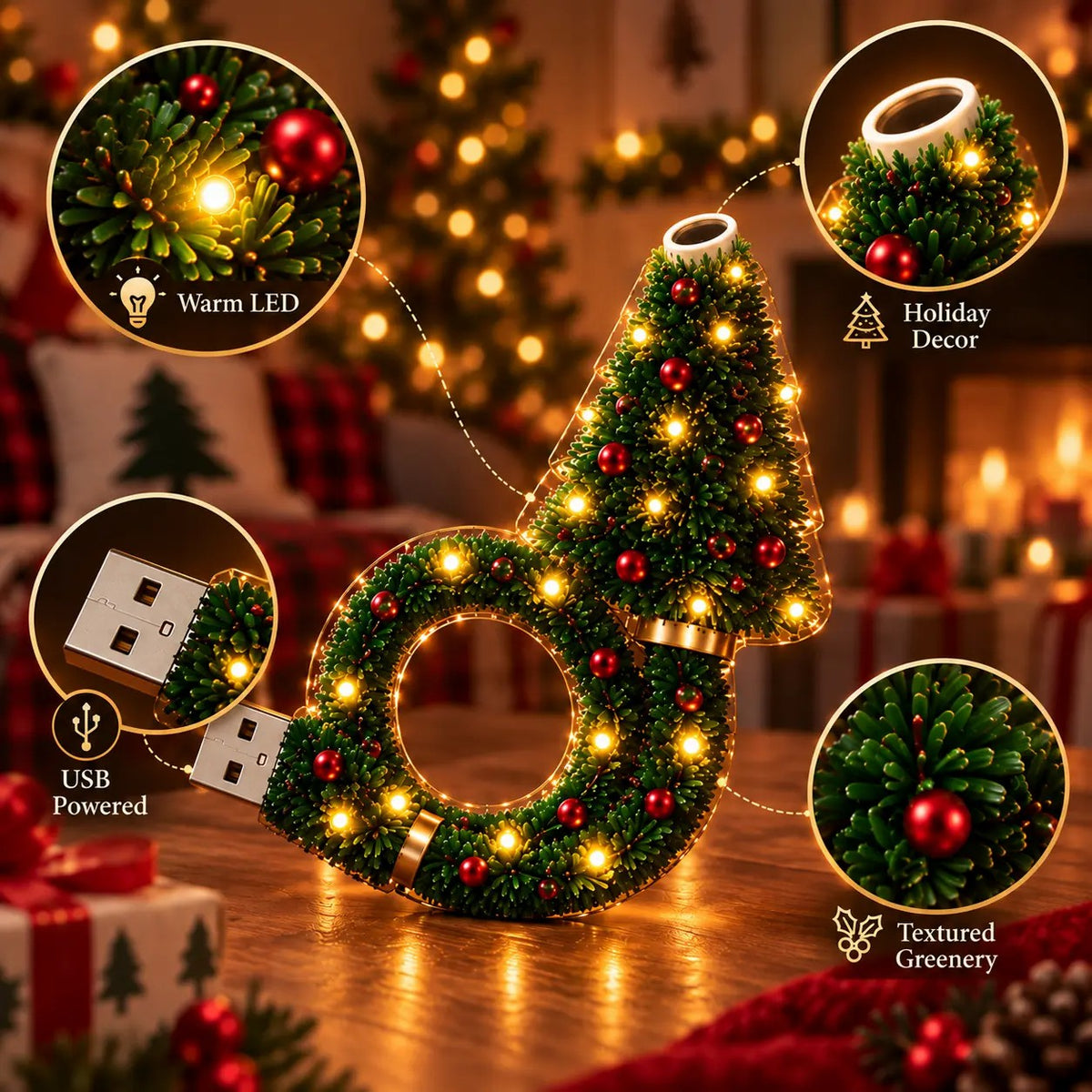 SEAGRIL™ USB Plug-In Christmas Projector Night Light, 6+ Holiday Pattern Ceiling Lamp