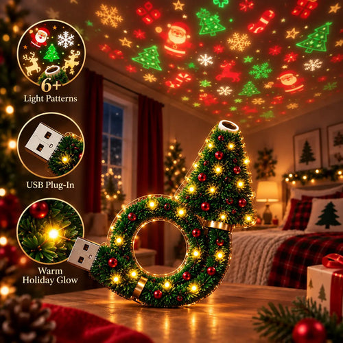 SEAGRIL™ USB Plug-In Christmas Projector Night Light, 6+ Holiday Pattern Ceiling Lamp